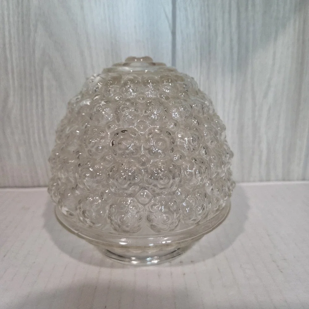 Vintage MCM Beehive Acorn Glass Globe Light Shade w/ Brass 3-1/4